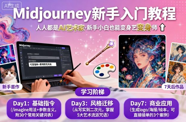 midjourney新手入门教程：人人都是AI艺术家，新手小白也能变身艺术大师凯哥轻创网-轻创网-创业网-网创项目资源站-副业项目-创业项目-搞钱项目凯哥轻创网