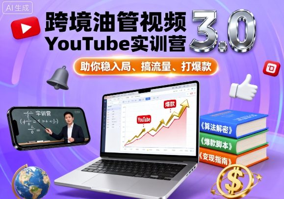 跨境油管视频YouTube实训营3.0，助你稳入局、搞流量、打爆款凯哥轻创网-轻创网-创业网-网创项目资源站-副业项目-创业项目-搞钱项目凯哥轻创网
