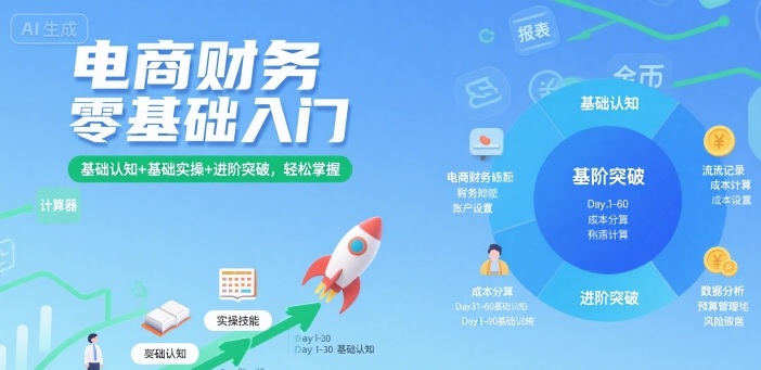 电商财务零基础入门，基础认知+基础实操+进阶突破，轻松掌握凯哥轻创网-轻创网-创业网-网创项目资源站-副业项目-创业项目-搞钱项目凯哥轻创网