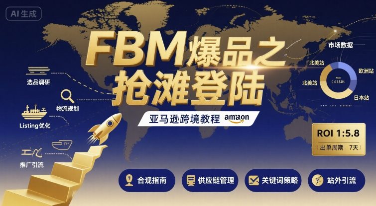 FBM爆品之抢滩登陆-亚马逊跨境教程凯哥轻创网-轻创网-创业网-网创项目资源站-副业项目-创业项目-搞钱项目凯哥轻创网