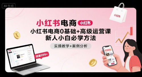 小红书电商0基础+高级运营课，新人小白必学方法，实操教学+案例分析凯哥轻创网-轻创网-创业网-网创项目资源站-副业项目-创业项目-搞钱项目凯哥轻创网