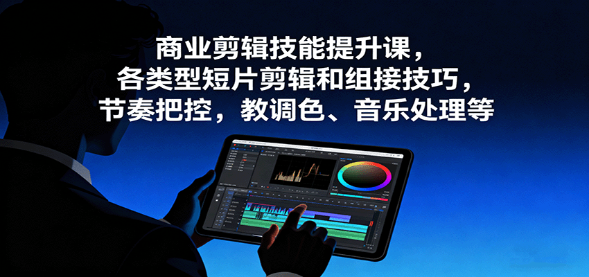 商业剪辑技能提升课，各类型短片剪辑和组接技巧，节奏把控，教调色、音乐处理等凯哥轻创网-轻创网-创业网-网创项目资源站-副业项目-创业项目-搞钱项目凯哥轻创网