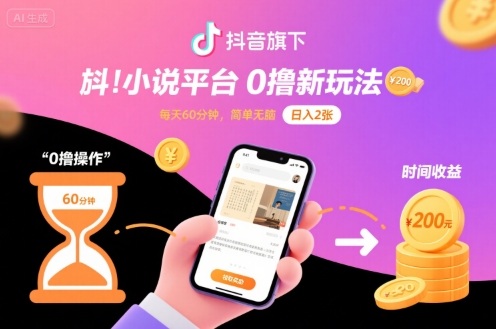 抖音旗下小说平台0撸新玩法，每天挂G60分钟，简单无脑，日入2张【揭秘】凯哥轻创网-轻创网-创业网-网创项目资源站-副业项目-创业项目-搞钱项目凯哥轻创网