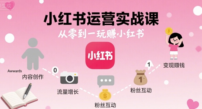 小红书运营实战课，从零到一玩賺小红书凯哥轻创网-轻创网-创业网-网创项目资源站-副业项目-创业项目-搞钱项目凯哥轻创网