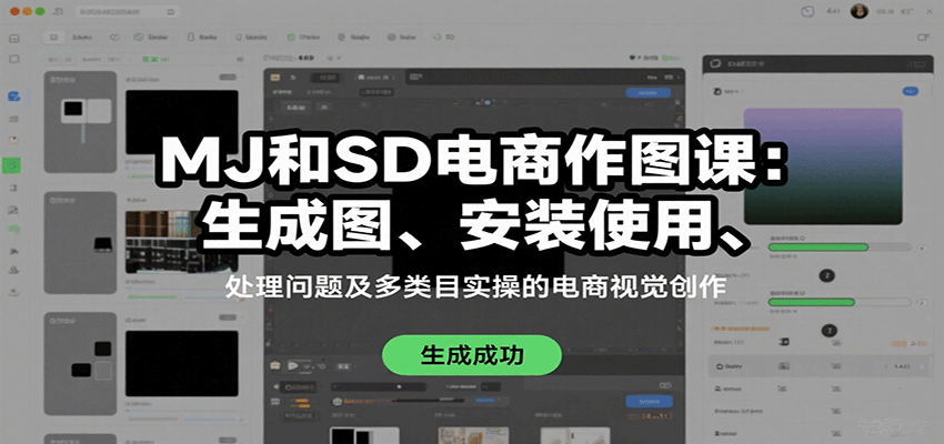 MJ和SD电商作图课：生成图、安装使用、处理问题及多类目实操的电商视觉创作凯哥轻创网-轻创网-创业网-网创项目资源站-副业项目-创业项目-搞钱项目凯哥轻创网