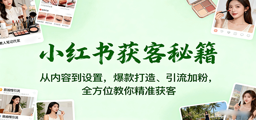 小红书获客秘籍：从内容到设置，爆款打造、引流加粉，全方位教你精准获客凯哥轻创网-轻创网-创业网-网创项目资源站-副业项目-创业项目-搞钱项目凯哥轻创网