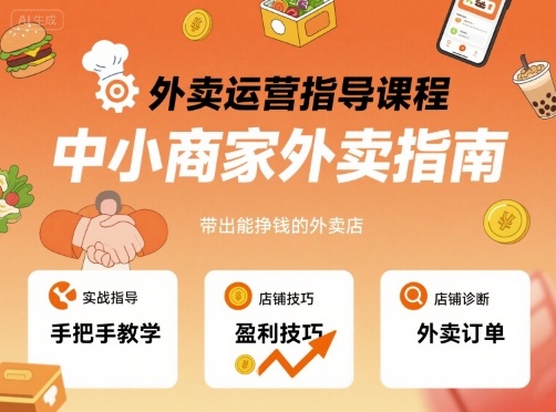 外卖运营指导课程，中小商家外卖指南，手把手带出能挣钱的外卖店凯哥轻创网-轻创网-创业网-网创项目资源站-副业项目-创业项目-搞钱项目凯哥轻创网