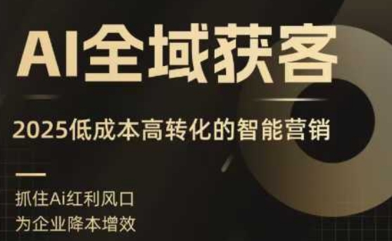 AI全域获客实训营，2025低成本高转化的智能营销，精准找客，高效营销凯哥轻创网-轻创网-创业网-网创项目资源站-副业项目-创业项目-搞钱项目凯哥轻创网