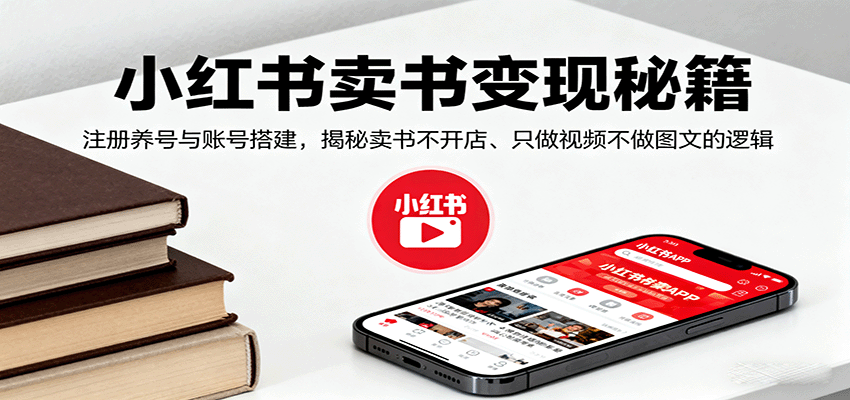 小红书卖书变现秘籍，注册养号与账号搭建，揭秘卖书不开店、只做视频不做图文的逻辑凯哥轻创网-轻创网-创业网-网创项目资源站-副业项目-创业项目-搞钱项目凯哥轻创网