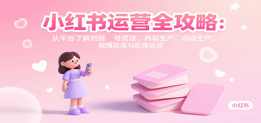 小红书运营全攻略：从平台了解到账号搭建、内容生产，做爆款库与矩阵运营凯哥轻创网-轻创网-创业网-网创项目资源站-副业项目-创业项目-搞钱项目凯哥轻创网