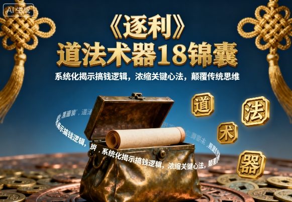 《逐利》道法术器18锦囊，系统化揭示搞钱逻辑，浓缩关键心法，颠覆传统思维凯哥轻创网-轻创网-创业网-网创项目资源站-副业项目-创业项目-搞钱项目凯哥轻创网