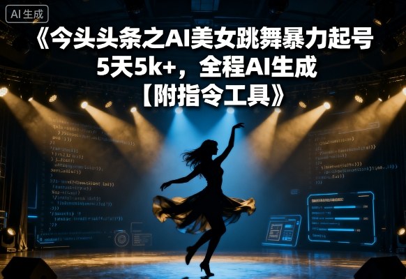 今日头条之AI美女跳舞暴力起号，5天1k+，全程AI生成【附指令工具】凯哥轻创网-轻创网-创业网-网创项目资源站-副业项目-创业项目-搞钱项目凯哥轻创网