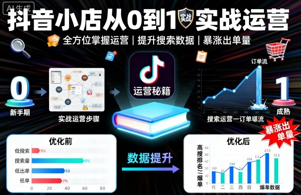 抖音小店从0到1实战运营，帮你全方位掌握小店运营，提升搜索数据与出单量凯哥轻创网-轻创网-创业网-网创项目资源站-副业项目-创业项目-搞钱项目凯哥轻创网