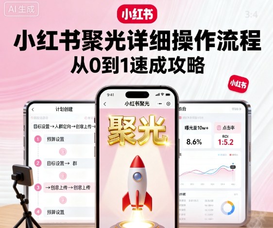 小红书聚光详细操作流程，小红书聚光从0到1速成攻略凯哥轻创网-轻创网-创业网-网创项目资源站-副业项目-创业项目-搞钱项目凯哥轻创网