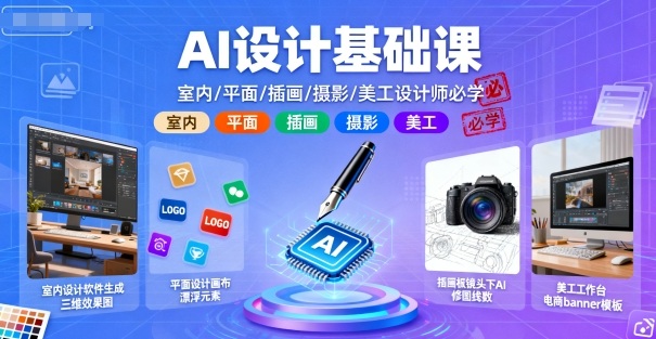 AI设计基础课，室内、平面、插画、摄影、美工设计师必学的凯哥轻创网-轻创网-创业网-网创项目资源站-副业项目-创业项目-搞钱项目凯哥轻创网