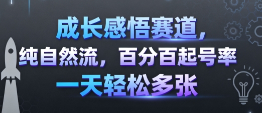 成长感悟赛道，纯自然流，百分百起号率 一天轻松多张凯哥轻创网-轻创网-创业网-网创项目资源站-副业项目-创业项目-搞钱项目凯哥轻创网