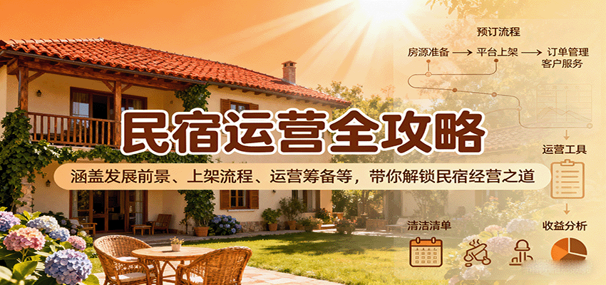 民宿运营全攻略：涵盖发展前景、上架流程、运营筹备等，带你解锁民宿经营之道凯哥轻创网-轻创网-创业网-网创项目资源站-副业项目-创业项目-搞钱项目凯哥轻创网