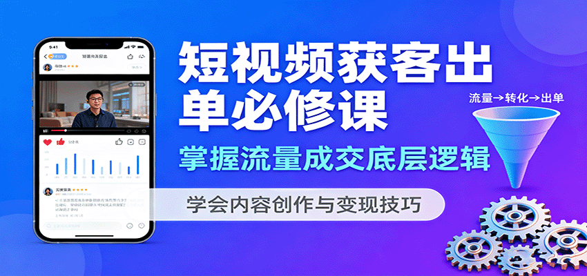 短视频获客出单必修课：掌握流量成交底层逻辑，学会内容创作与变现技巧凯哥轻创网-轻创网-创业网-网创项目资源站-副业项目-创业项目-搞钱项目凯哥轻创网