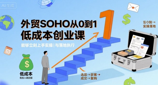 外贸SOHO从0到1低成本创业课，能够立刻上手实操与落地执行凯哥轻创网-轻创网-创业网-网创项目资源站-副业项目-创业项目-搞钱项目凯哥轻创网