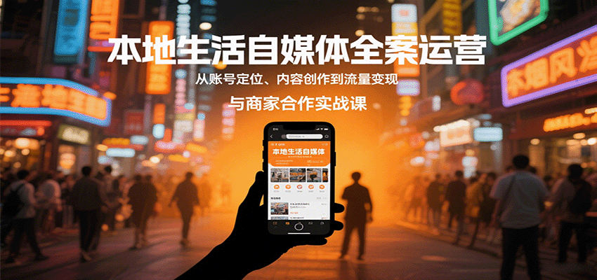 本地生活自媒体全案运营，从账号定位、内容创作到流量变现与商家合作实战课凯哥轻创网-轻创网-创业网-网创项目资源站-副业项目-创业项目-搞钱项目凯哥轻创网