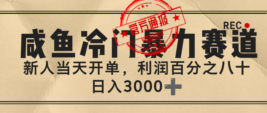 闲鱼，冷门暴力赛道，一单 80%利润，新人轻松日入 3000+凯哥轻创网-轻创网-创业网-网创项目资源站-副业项目-创业项目-搞钱项目凯哥轻创网