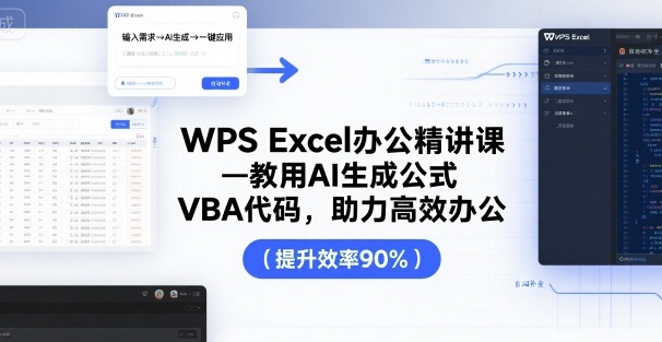 WPS Excel办公精讲课，教用 AI 生成公式，VBA 代码，助力高效办公凯哥轻创网-轻创网-创业网-网创项目资源站-副业项目-创业项目-搞钱项目凯哥轻创网