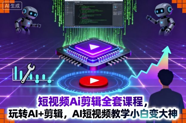短视频Ai剪辑全套课程，玩转AI+剪辑，AI短视频教学小白变大神凯哥轻创网-轻创网-创业网-网创项目资源站-副业项目-创业项目-搞钱项目凯哥轻创网
