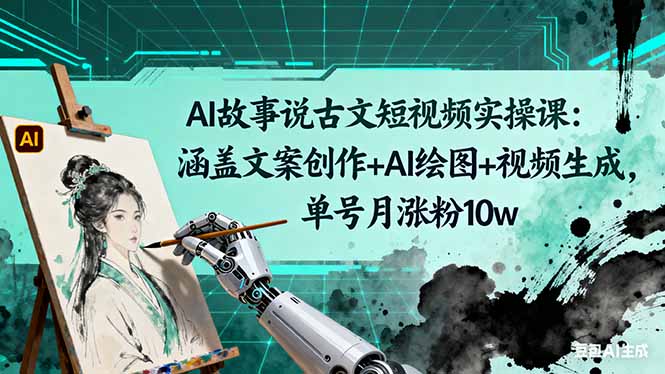 （16369期）AI故事说古文短视频实操课：涵盖文案创作+AI绘图+视频生成，单号月涨粉10w凯哥轻创网-轻创网-创业网-网创项目资源站-副业项目-创业项目-搞钱项目凯哥轻创网