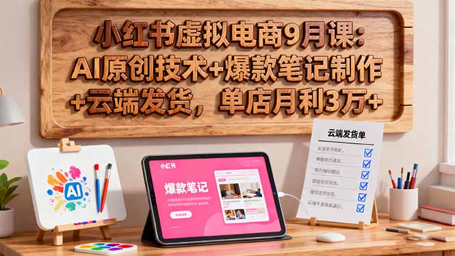 （16287期）小红书虚拟电商9月课：AI原创技术+爆款笔记制作+云端发货，单店月利3万+凯哥轻创网-轻创网-创业网-网创项目资源站-副业项目-创业项目-搞钱项目凯哥轻创网