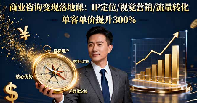 （16249期）商业咨询变现落地课：IP定位/视觉营销/流量转化，单客单价提升300%凯哥轻创网-轻创网-创业网-网创项目资源站-副业项目-创业项目-搞钱项目凯哥轻创网