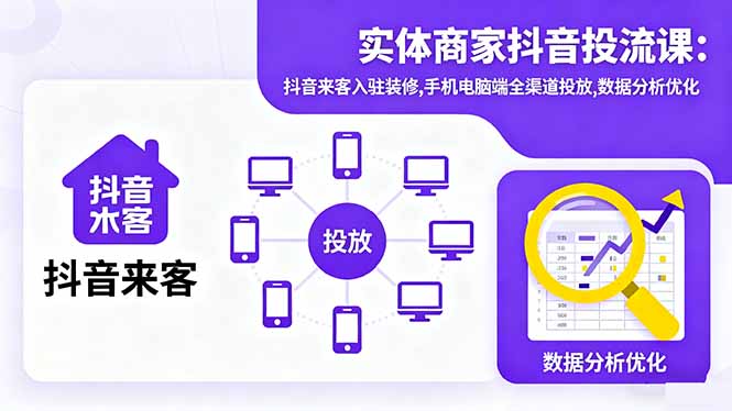 （16313期）实体商家抖音投流课:抖音来客入驻装修,手机电脑端全渠道投放,数据分析优化凯哥轻创网-轻创网-创业网-网创项目资源站-副业项目-创业项目-搞钱项目凯哥轻创网