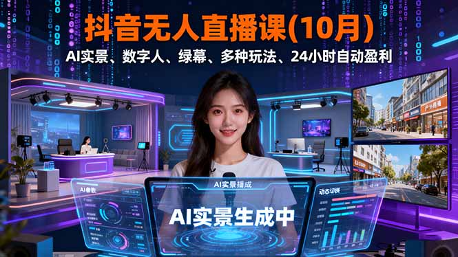 （16355期）抖音无人直播课(10月)，AI实景、数字人、绿幕、多种玩法、24小时自动盈利凯哥轻创网-轻创网-创业网-网创项目资源站-副业项目-创业项目-搞钱项目凯哥轻创网