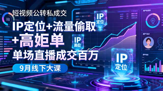 （16407期）短视频公转私成交9月线下大课，IP定位+流量偷取+高客单，单场直播成交百万凯哥轻创网-轻创网-创业网-网创项目资源站-副业项目-创业项目-搞钱项目凯哥轻创网