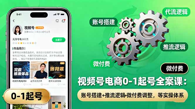 （16262期）视频号电商0-1起号全案课：账号搭建+推流逻辑+微付费调整，等实操体系凯哥轻创网-轻创网-创业网-网创项目资源站-副业项目-创业项目-搞钱项目凯哥轻创网