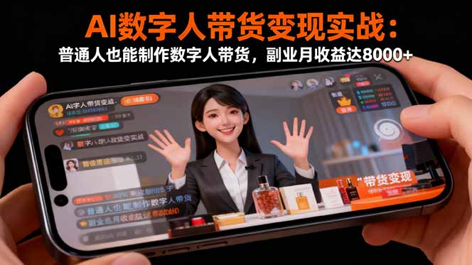 （16377期）AI数字人带货变现实战：普通人也能制作数字人带货，副业月收益达8000+凯哥轻创网-轻创网-创业网-网创项目资源站-副业项目-创业项目-搞钱项目凯哥轻创网