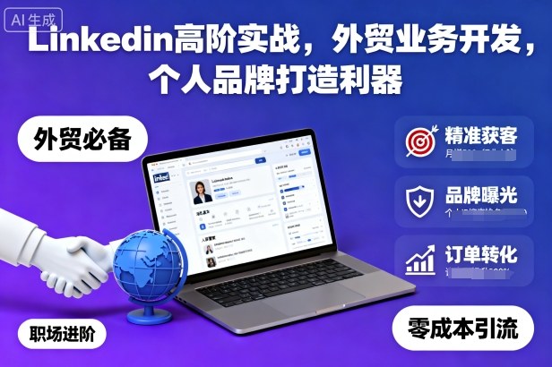 Linkedin高阶实战，外贸业务开发，个人品牌打造利器凯哥轻创网-轻创网-创业网-网创项目资源站-副业项目-创业项目-搞钱项目凯哥轻创网