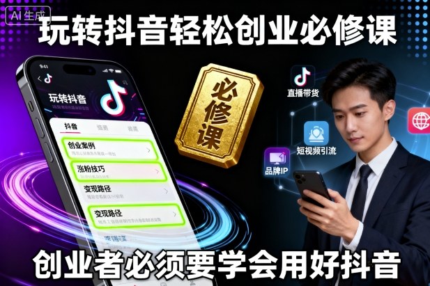 玩转抖音轻松创业必修课，创业者必须要学会用好抖音凯哥轻创网-轻创网-创业网-网创项目资源站-副业项目-创业项目-搞钱项目凯哥轻创网