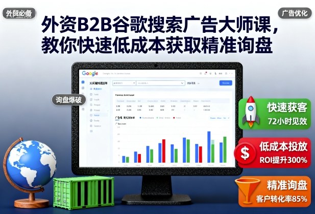 外资B2B谷歌搜索广告大师课，教你快速低成本获取精准询盘凯哥轻创网-轻创网-创业网-网创项目资源站-副业项目-创业项目-搞钱项目凯哥轻创网