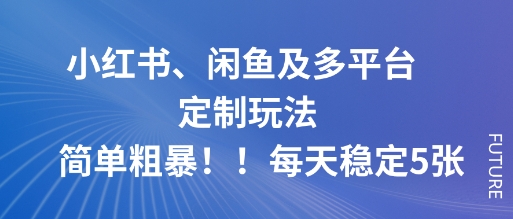 小红书、闲鱼及多平台定制玩法简单粗暴！每天稳定5张凯哥轻创网-轻创网-创业网-网创项目资源站-副业项目-创业项目-搞钱项目凯哥轻创网