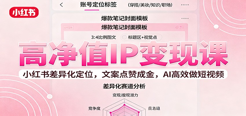 高净值IP变现课：小红书差异化定位，文案点赞成金， AI高效做短视频凯哥轻创网-轻创网-创业网-网创项目资源站-副业项目-创业项目-搞钱项目凯哥轻创网