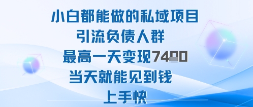2025年小白都能做的私域项目引流负债人群最高一天变现1k+高变现难度低当天就能见到钱上手快凯哥轻创网-轻创网-创业网-网创项目资源站-副业项目-创业项目-搞钱项目凯哥轻创网