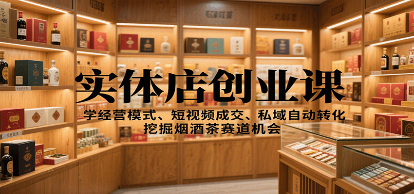 实体店创业课：学经营模式、短视频成交、私域自动转化，挖掘烟酒茶赛道机会凯哥轻创网-轻创网-创业网-网创项目资源站-副业项目-创业项目-搞钱项目凯哥轻创网