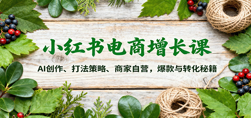 小红书电商增长课：AI创作、打法策略、商家自营，爆款与转化秘籍凯哥轻创网-轻创网-创业网-网创项目资源站-副业项目-创业项目-搞钱项目凯哥轻创网