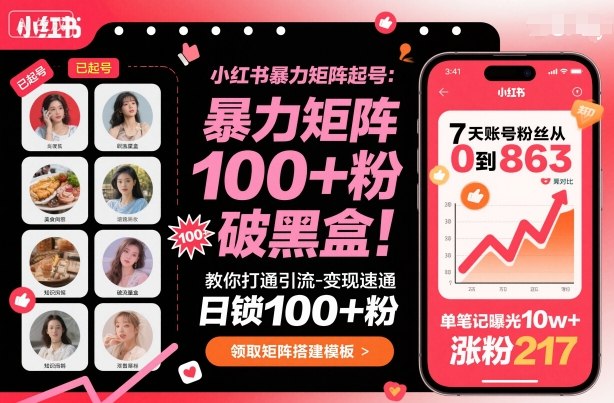 小红书暴力矩阵起号，教你打通引流-变现速通，日锁100+粉，破流量黑盒凯哥轻创网-轻创网-创业网-网创项目资源站-副业项目-创业项目-搞钱项目凯哥轻创网