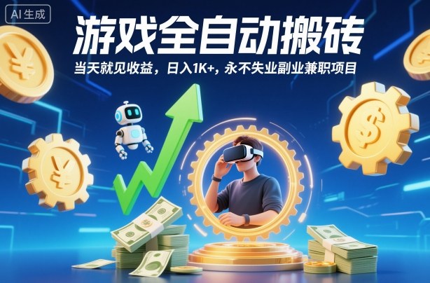游戏全自动搬砖，当天就见收益，日入1K+，永不失业副业兼职项目【揭秘】凯哥轻创网-轻创网-创业网-网创项目资源站-副业项目-创业项目-搞钱项目凯哥轻创网