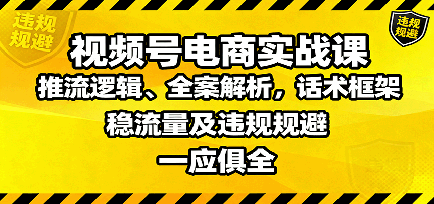 视频号电商实战课：推流逻辑、全案解析，话术框架，稳流量及违规规避等凯哥轻创网-轻创网-创业网-网创项目资源站-副业项目-创业项目-搞钱项目凯哥轻创网