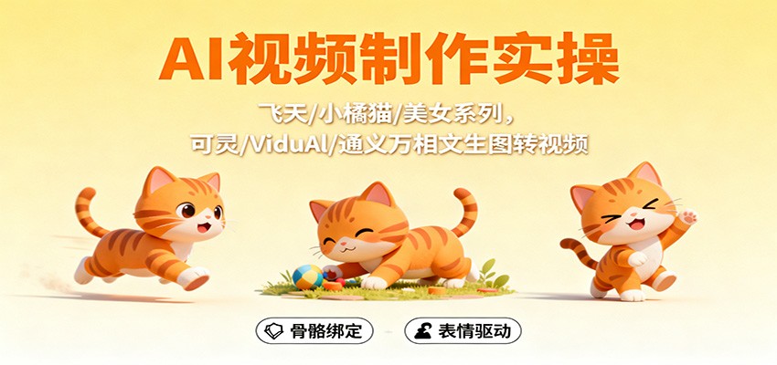 AI视频制作实操，飞天/小橘猫/美女系列，可灵/ViduAl/通义万相文生图转视频凯哥轻创网-轻创网-创业网-网创项目资源站-副业项目-创业项目-搞钱项目凯哥轻创网