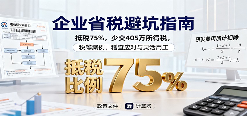 企业省税避坑指南：抵税75%，少交405万所得税，税筹案例，稽查应对与灵活用工凯哥轻创网-轻创网-创业网-网创项目资源站-副业项目-创业项目-搞钱项目凯哥轻创网