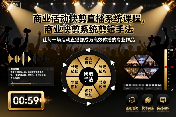 商业活动快剪直播系统课程，商业快剪系统剪辑手法凯哥轻创网-轻创网-创业网-网创项目资源站-副业项目-创业项目-搞钱项目凯哥轻创网