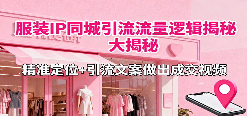 服装IP同城引流流量逻辑大揭秘，精准定位+引流文案做出成交视频凯哥轻创网-轻创网-创业网-网创项目资源站-副业项目-创业项目-搞钱项目凯哥轻创网